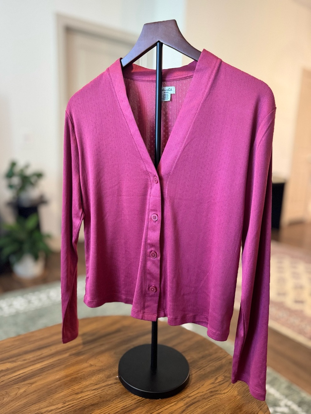 Splendid Magenta Button-Front V-Neck Cardigan